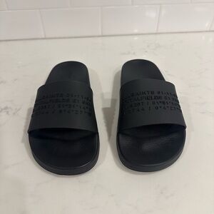 All Saints Black Logo Renegade Slide Sandals